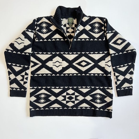 Vintage 100% Lambswool by Hudson Bay Oversized Mock Quarter Zip Sweater, Sz M - Picture 1 of 16